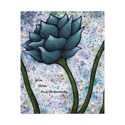 Grow. Thrive. F*ck The Patriarchy. Lotus Watercolor Painting - Textured Watercolor Matte Posters