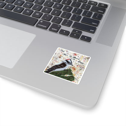 Now That's A Glorious Downy Woodpecker Watercolor Painting - Bird Nerd Square Stickers