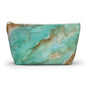 Tropical Aqua Shimmer Marbled Watercolor Painting - Zipper Closure Accessory Pouch w T-bottom (2 Sizes)