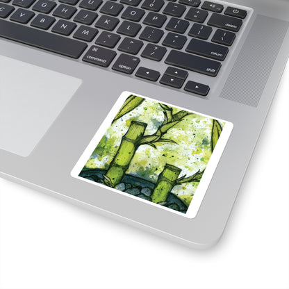 Bright Bamboo Watercolor Painting - Square Stickers