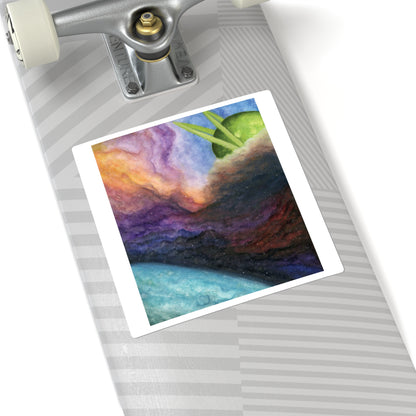 Traveling Through Uncharted Galaxies Watercolor Painting - Square Stickers