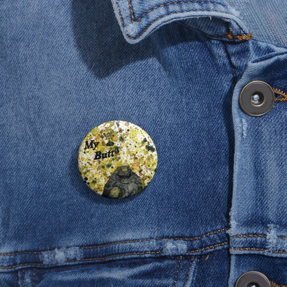 Stop Looking At My Butterbutt Watercolor Painting - Bird Nerd Glossy Metal Pin Buttons (3 Sizes)