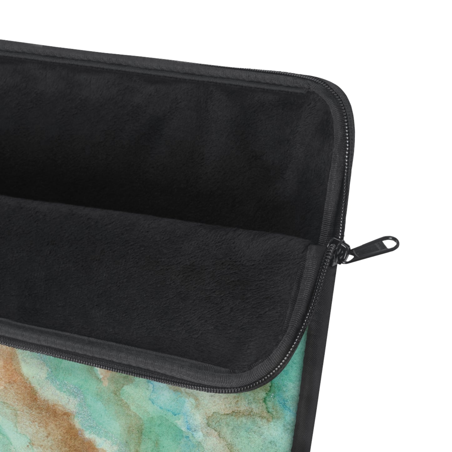 Tropical Aqua Shimmer Marbled Watercolor Painting - Plush Fleece Interior Laptop Sleeve