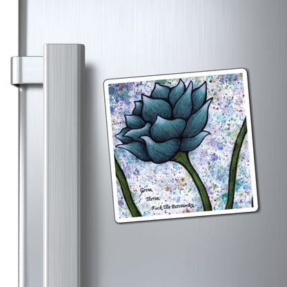 Grow. Thrive. F*ck The Patriarchy. Lotus Watercolor Painting - Magnets