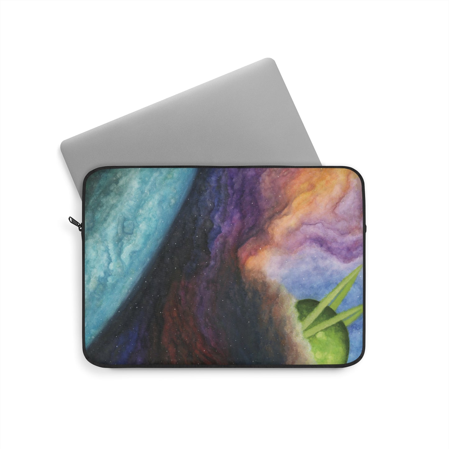 Traveling Through Uncharted Galaxies Watercolor Painting - Plush Fleece Interior Laptop Sleeve