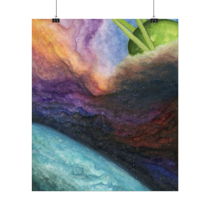 Traveling Through Uncharted Galaxies Watercolor Painting - Textured Watercolor Matte Posters