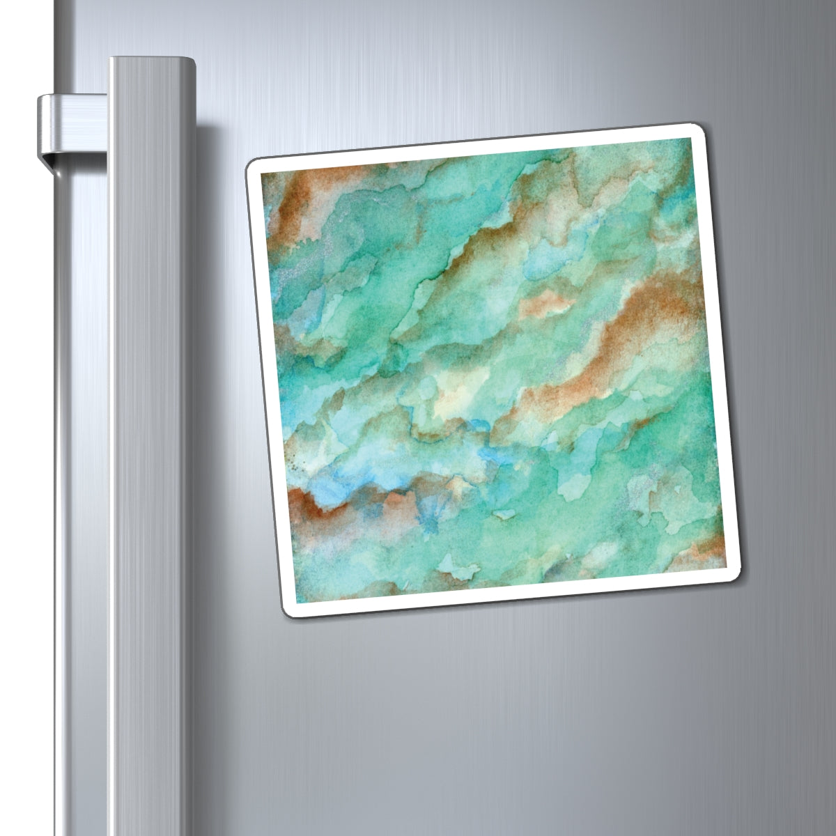 Aqua Shimmer Watercolor Painting - Magnets