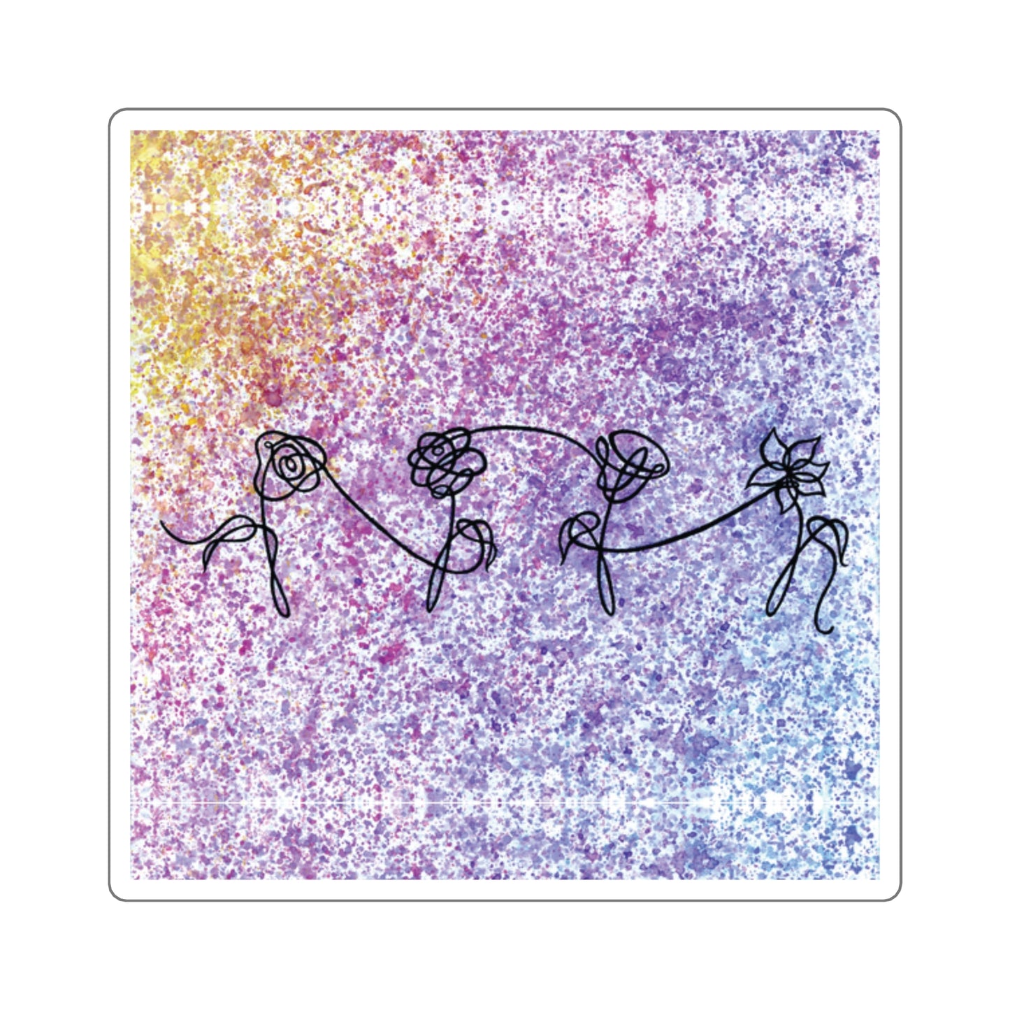 BTS Love Yourself : Her Multicolor Gradient Watercolor Painting - Square Stickers