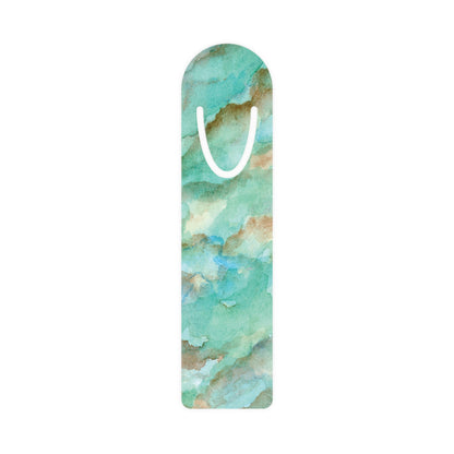Tropical Aqua Shimmer Marbled Watercolor Painting - Bookmark